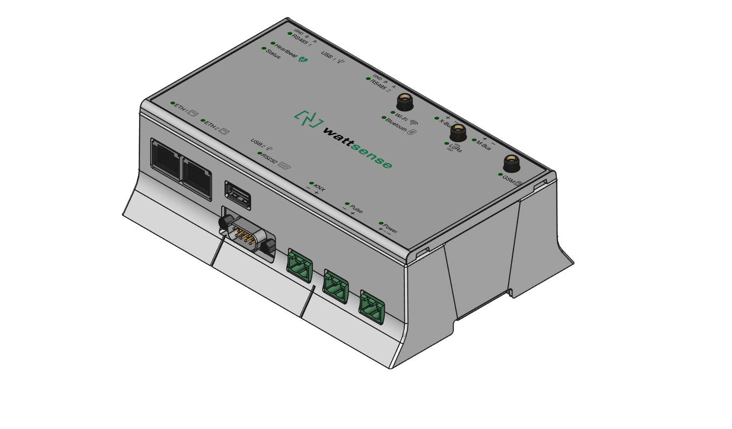 Vue 3D avant de la box Wattsense