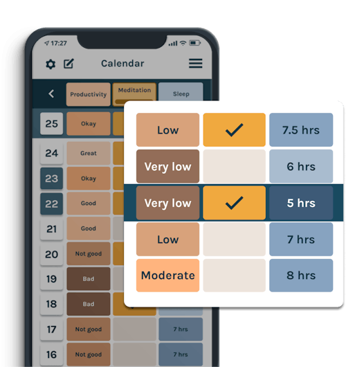 App screen showing a detailed view of the calendar