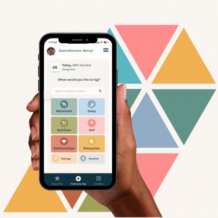 Gif of a hand showing the app