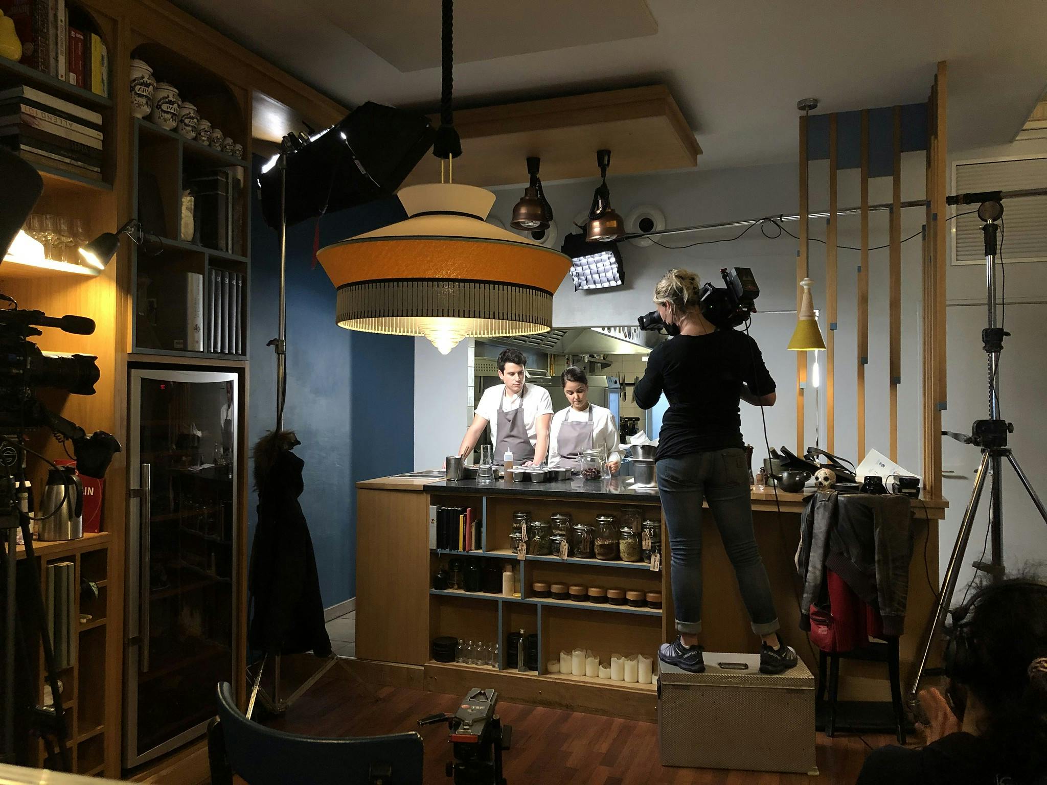 tournage d'une recette avec un chef pendant l'opération Veolia et Konbini