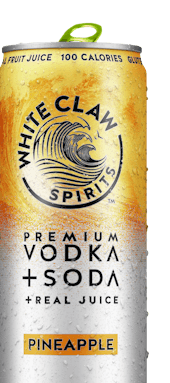 White Claw™ Vodka+Soda. The caption reads "The way Vodka + Soda should be."		