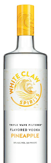 WHITE CLAW™ Flavored Vodka Cereza Negra con la imagen de una ola a la derecha de la botella. 		