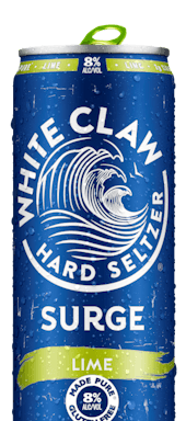 White Claw® Surge Hard Seltzer. El texto en la imagen dice: "Una ola más fuerte de frescura".