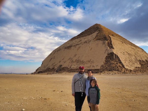 Jon, Laura, and H in front of the Bent Pyramid