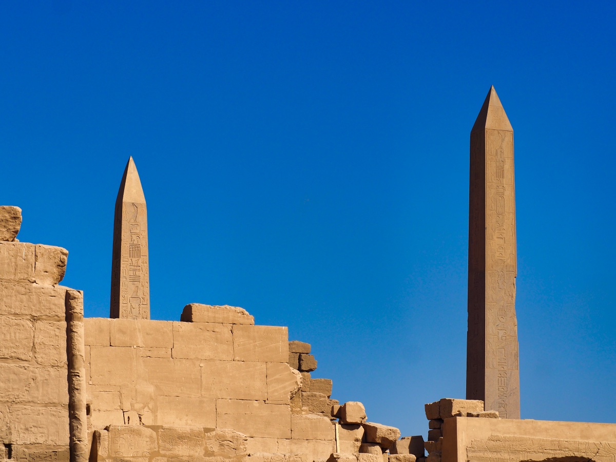 Obelisks towering over the temple