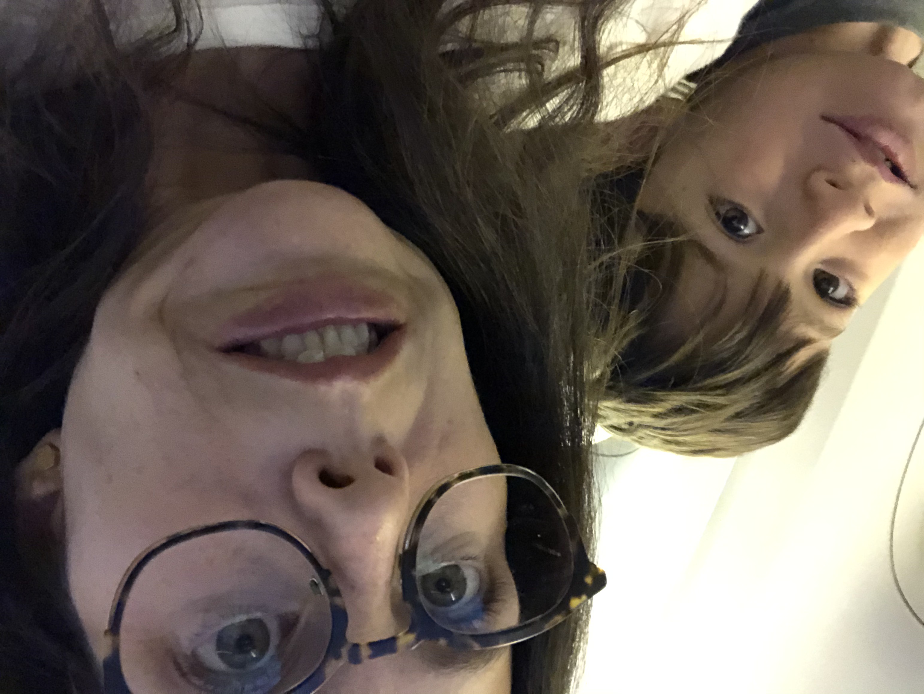 Exasperated travelers on a long flight 