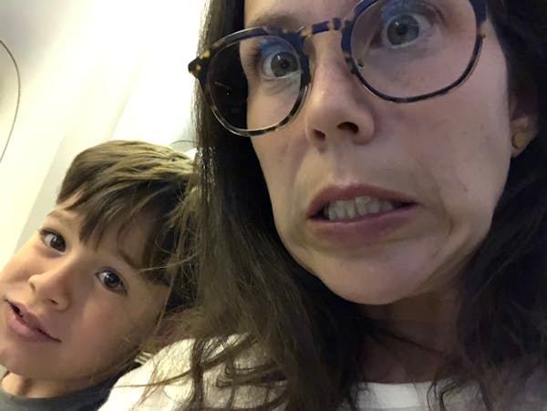 Exasperated travelers on a long flight