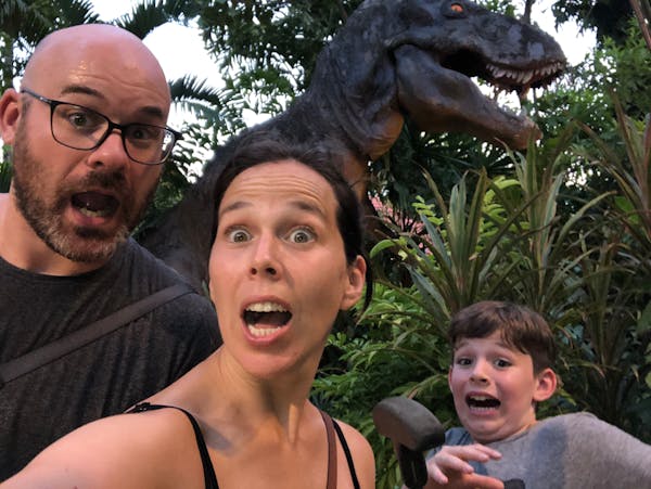 A dinosaur mini golf