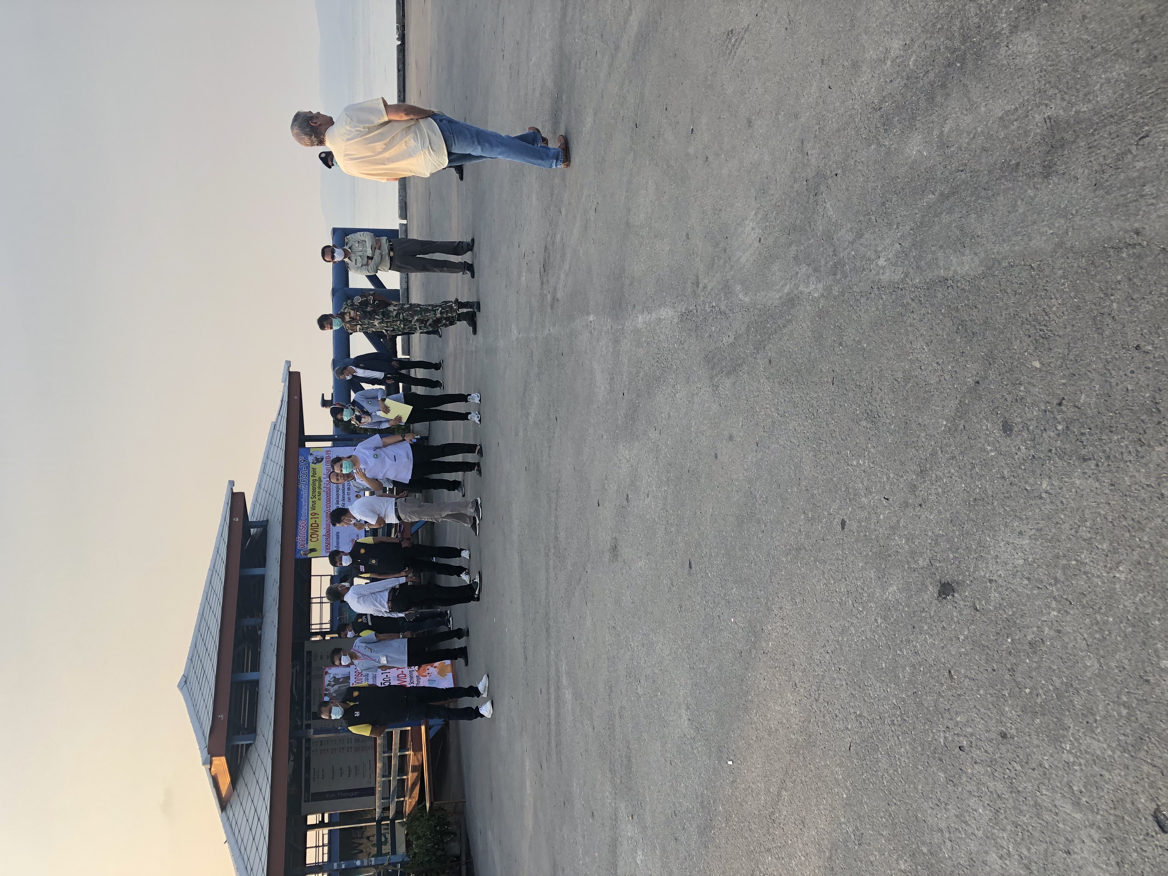 Medical screeners waiting for the next ferry to land 