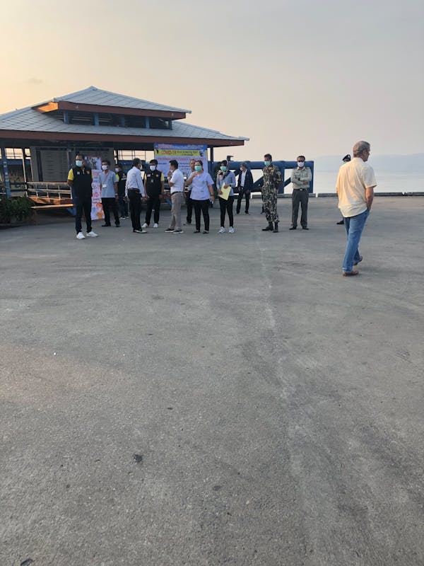 Medical screeners waiting for the next ferry to land 