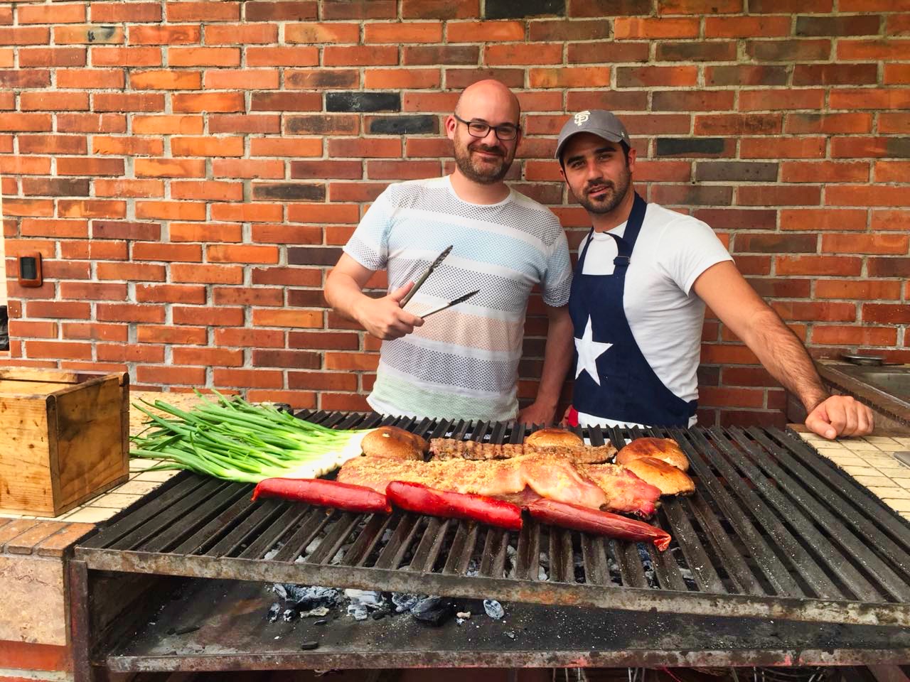 Augustin and Jon grilling