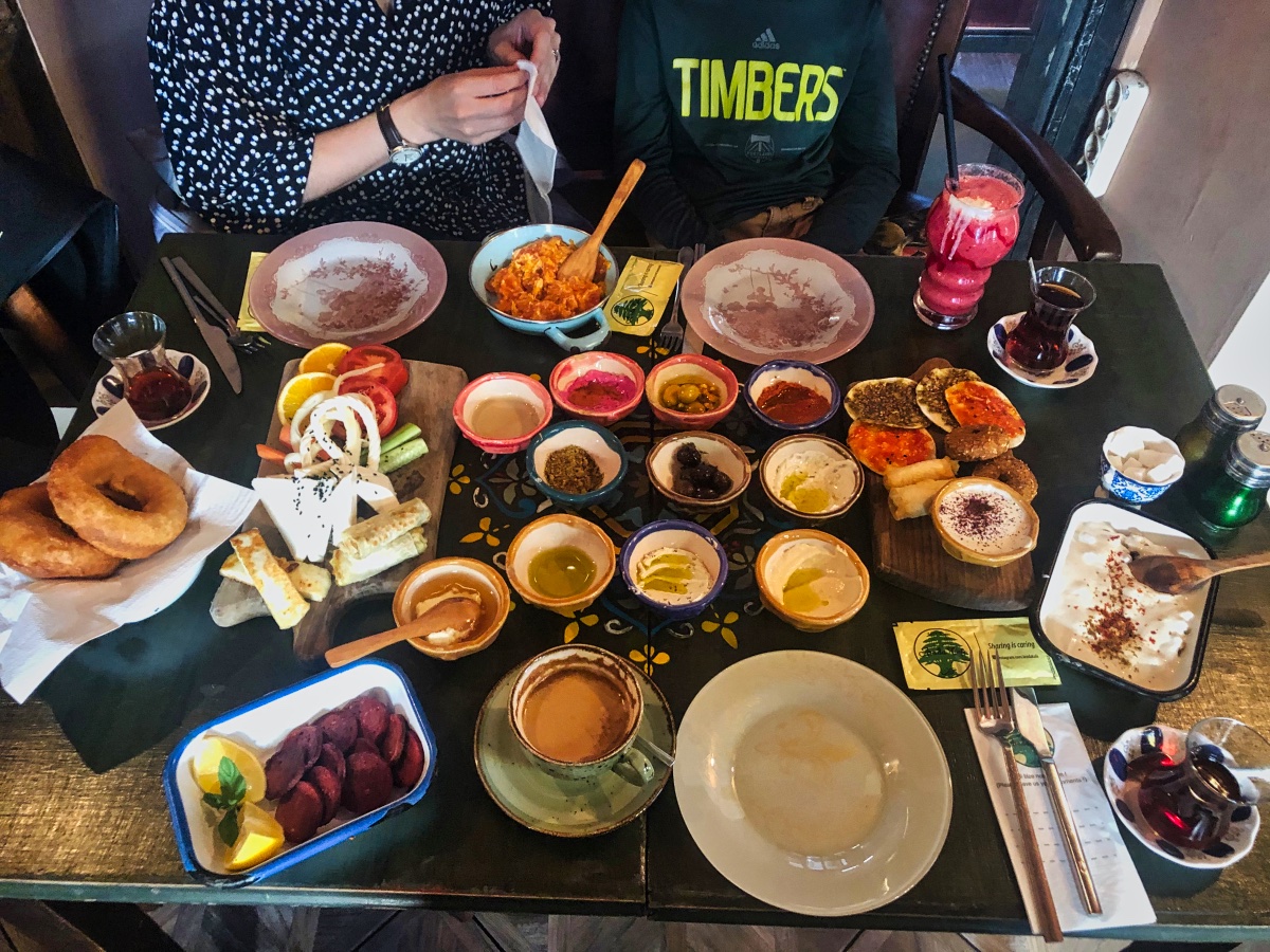 the spread of dishes from Arada