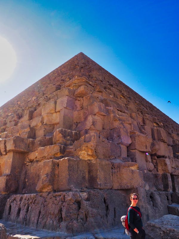 Laura in front of Khufu's Pyramid
