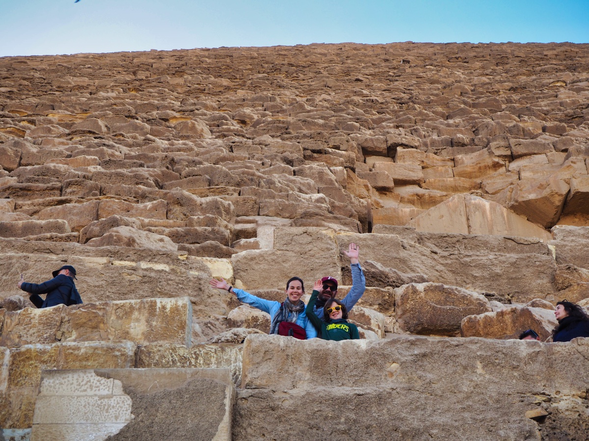 Laura, Jon, and H on Khufu's Pyramid