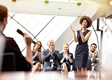 Female leader maintaining vision and morale.