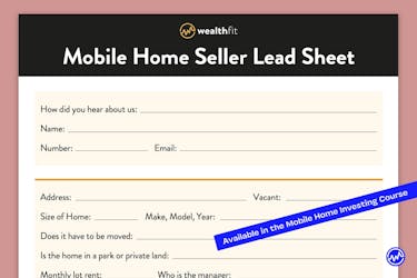 Mobile Home Seller Lead Sheet Template for mobile home investing