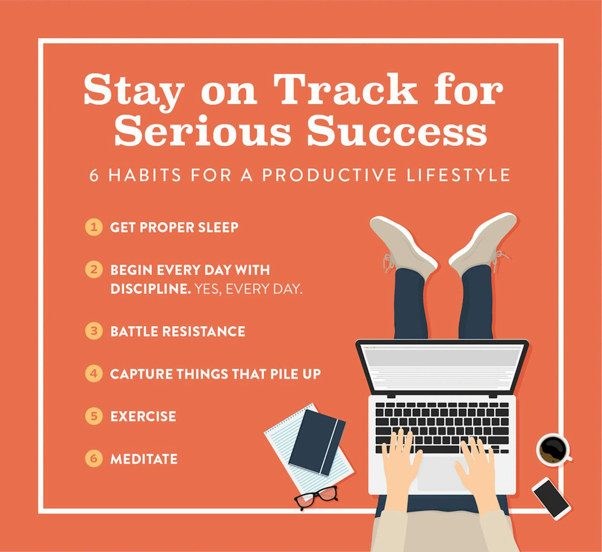 A list of 6 habits for a productive lifestyle and success