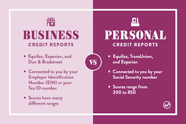 Business credit reports versus personal credit reports graphic