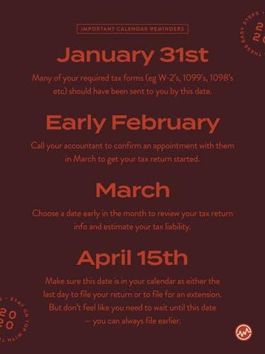 Important tax dates to remember