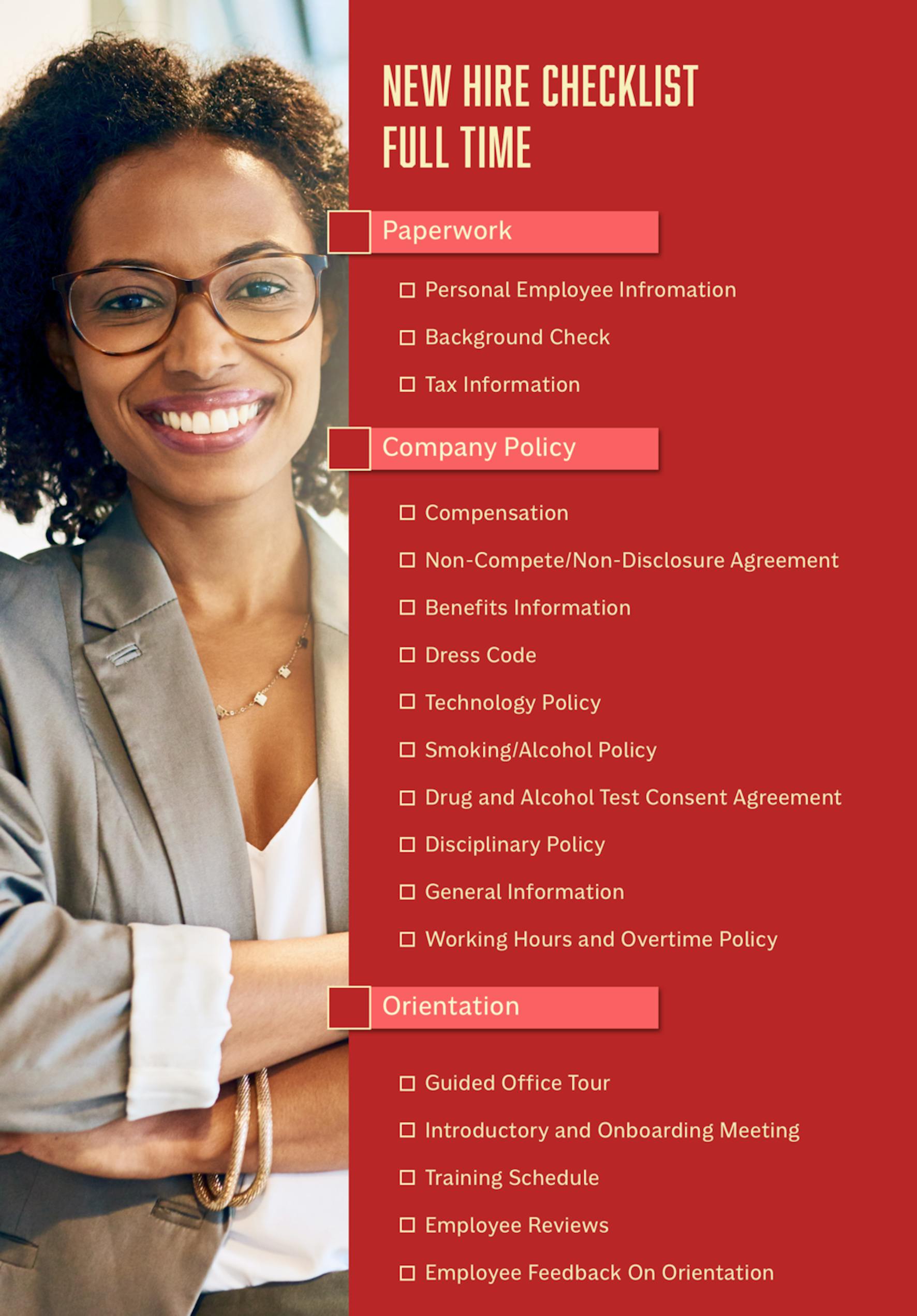 New Hire Checklist for Full Time Employees