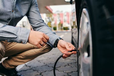 Inflating tire pressure to save money on gas