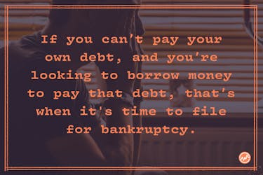 If you can’t pay your current debt, and you’re borrowing money to pay another creditor, you’re compounding the issue, and you’re digging yourself into a deeper “debt” hole.