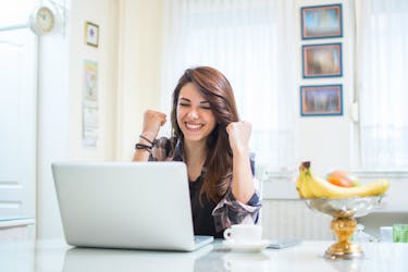 Woman paying off small balances