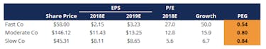 PEG Ratio example for stock investors