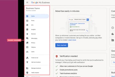 google my business handy sidebar screenshot