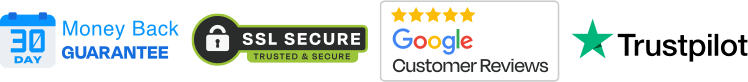 30-Day Money Back Guarantee; SSL Secure; Google Customer Reviews; Trustpilot