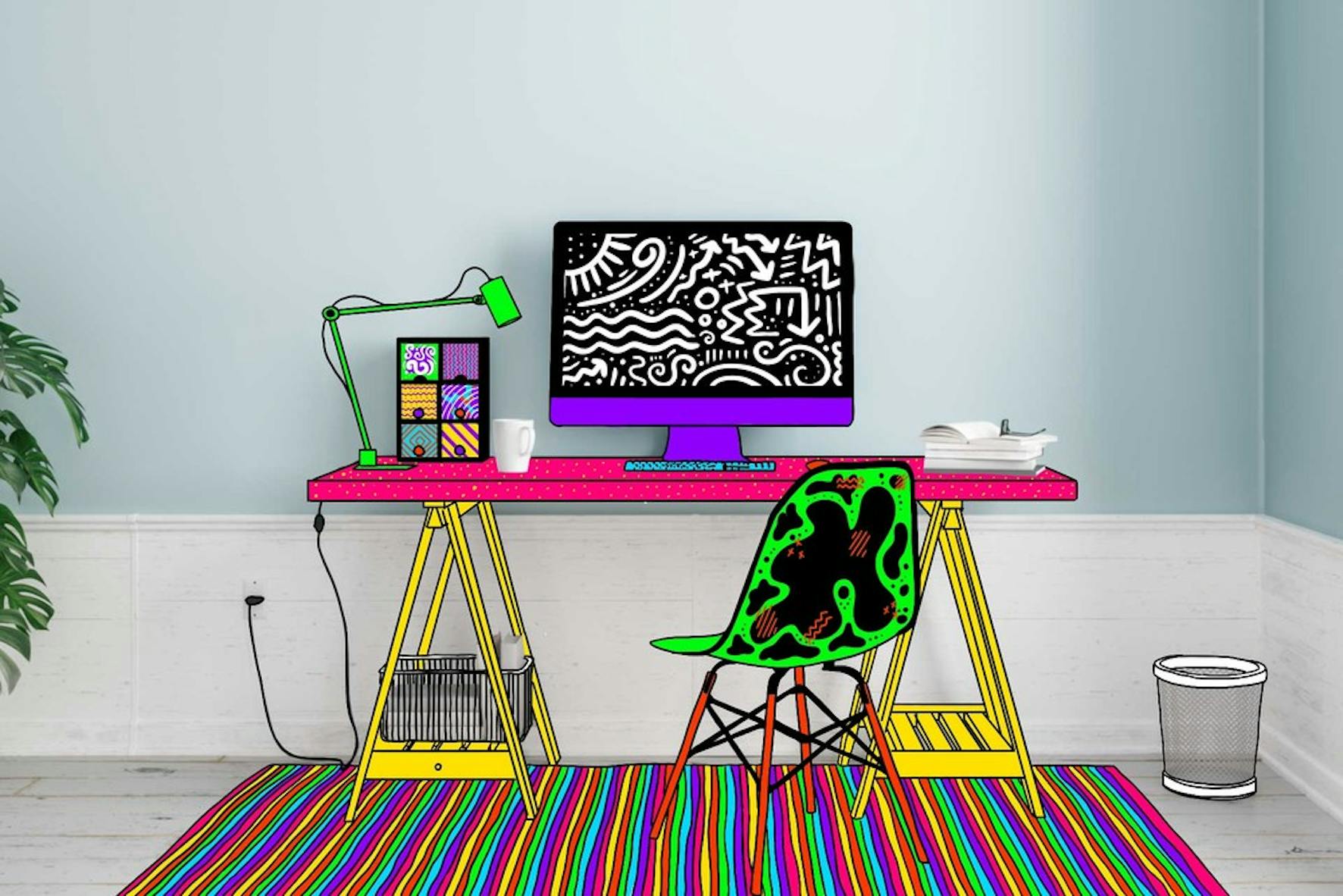 Home office expenses including a desk and laptop computer