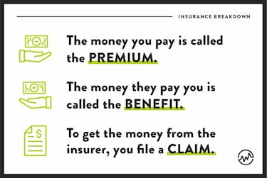 Insurance breakdown: premium, benefit, claim