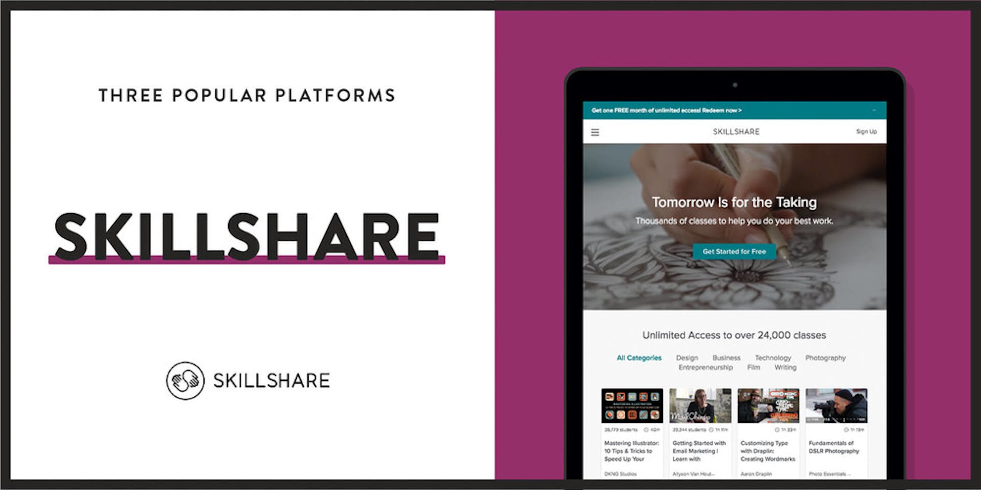 Skillshare is a popular online course marketplace