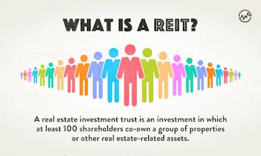 What is a REIT grahic definition with 100 shareholders standing side by side