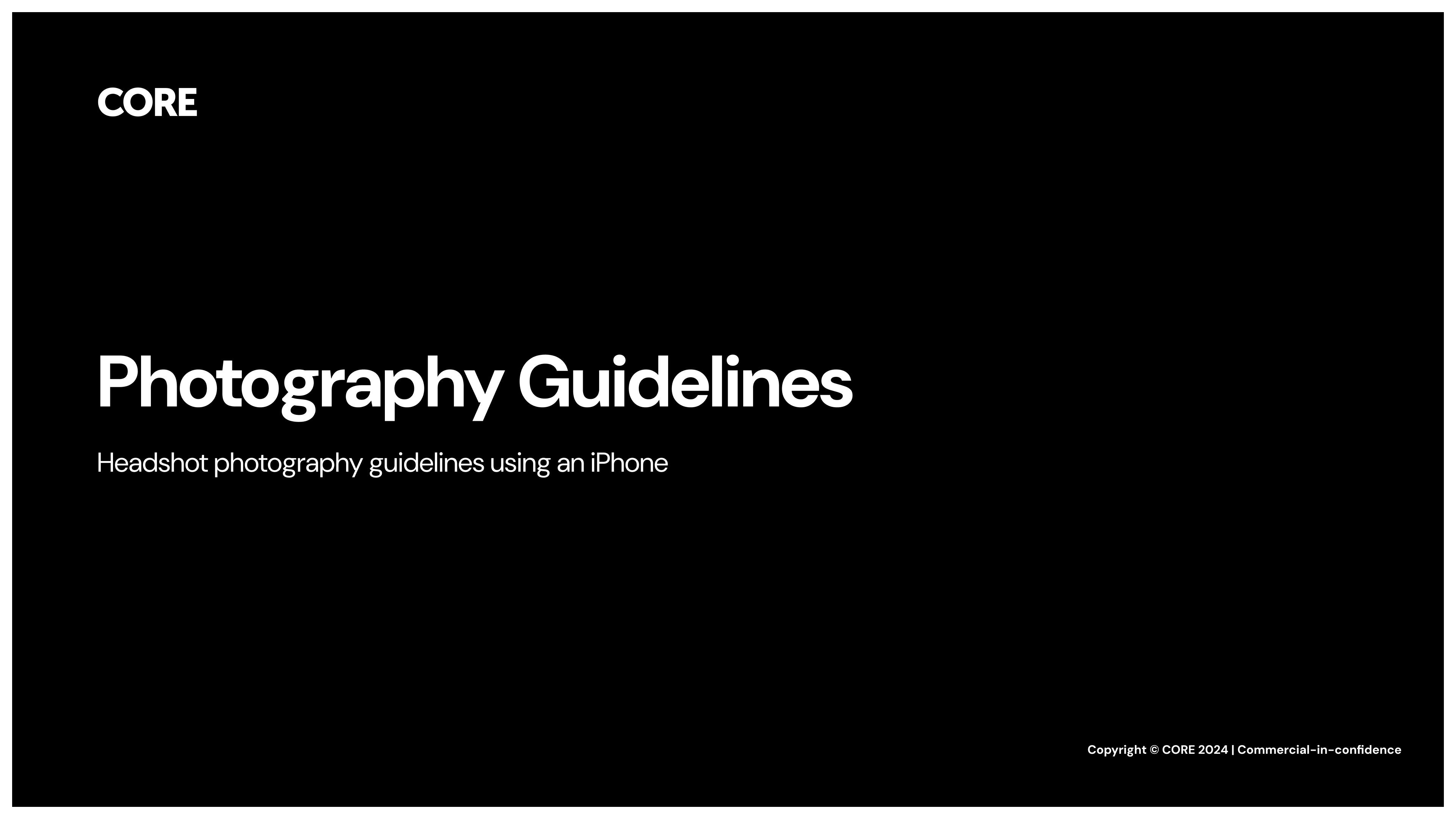 CORE photography guidelines PDF download