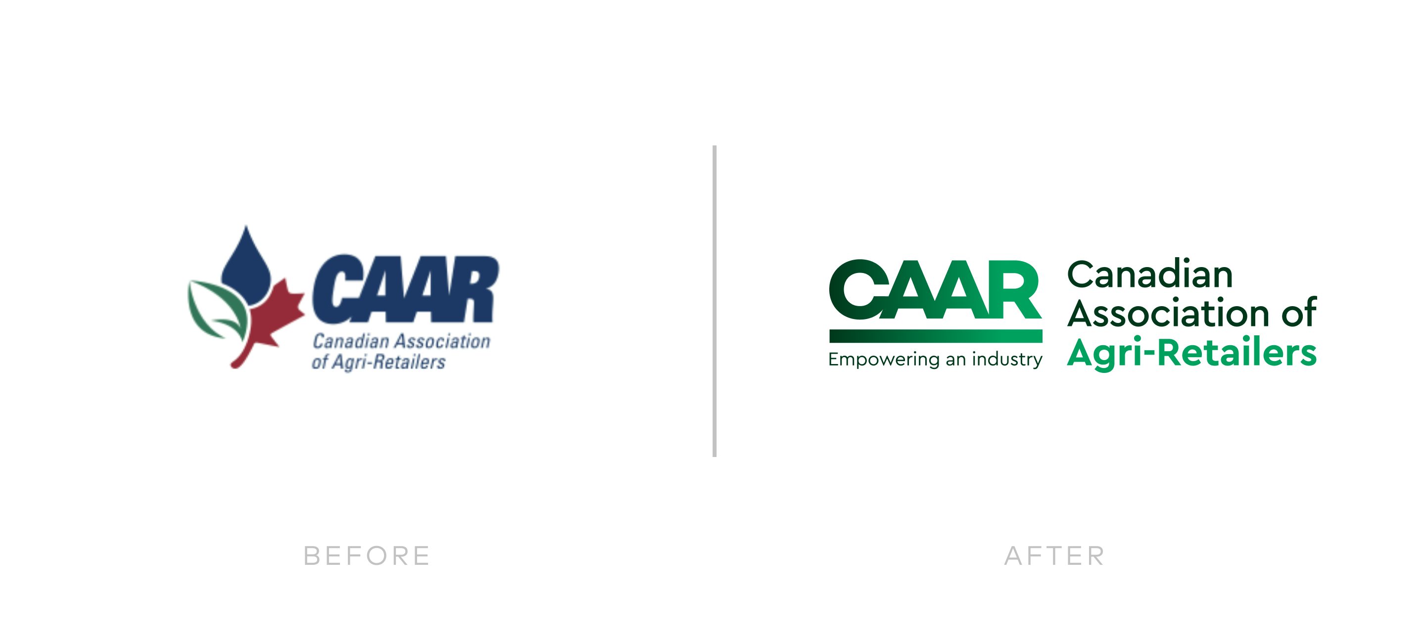 Before and after images of the CAAR logo