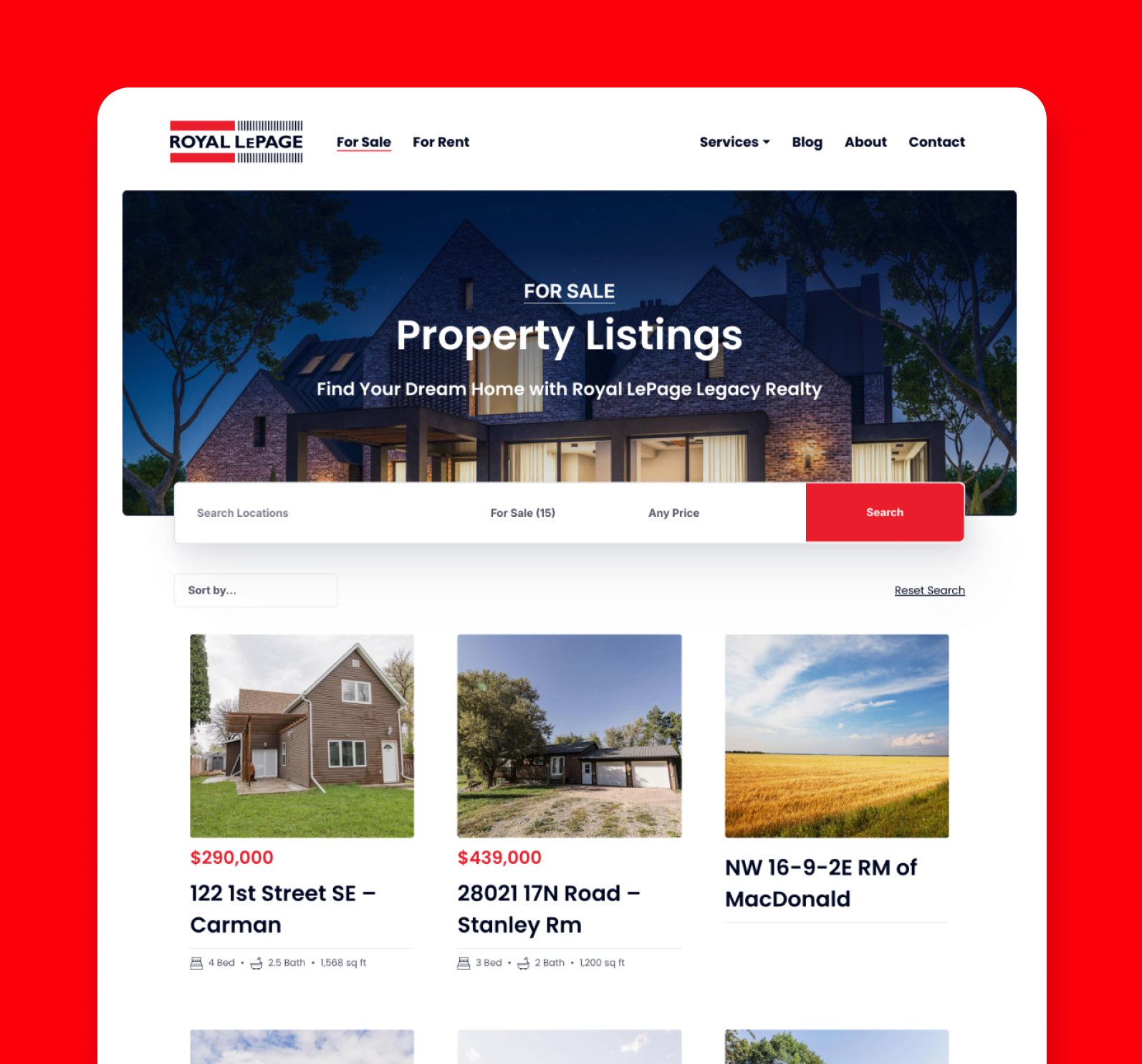 Royal LePage Legacy Realty website screenshot
