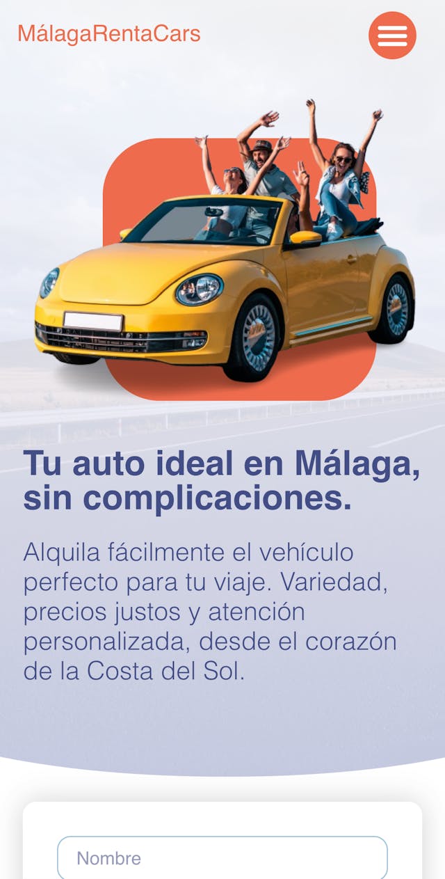 Malaga Renta Cars Website Mobile Screenshot