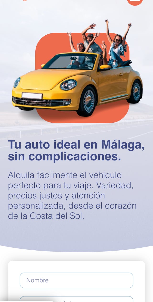 Malaga Renta Cars Website Mobile Screenshot