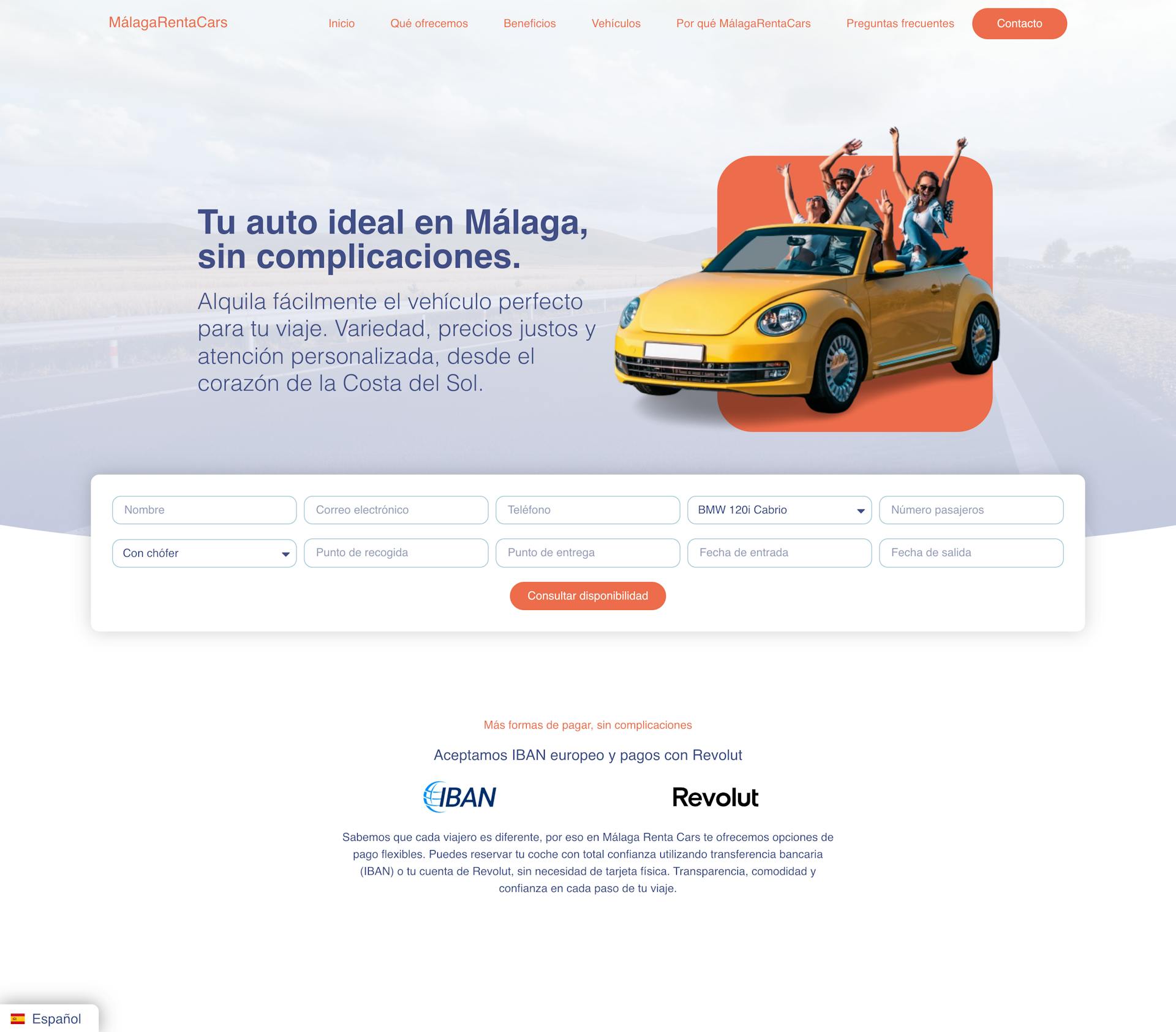 Malaga Renta Cars Website Desktop Screenshot