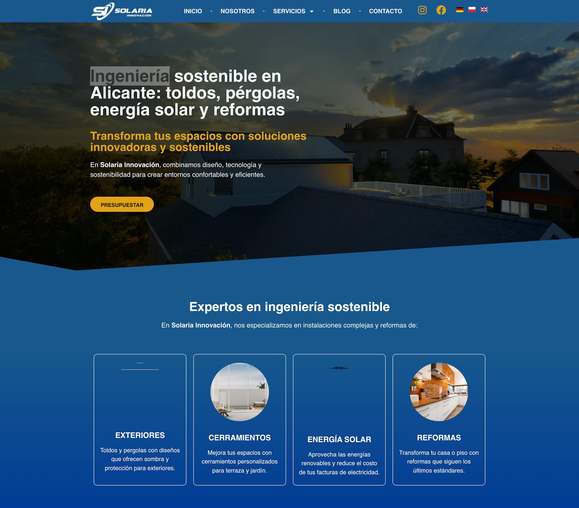 Solaria Innovacion Website Desktop Screenshot