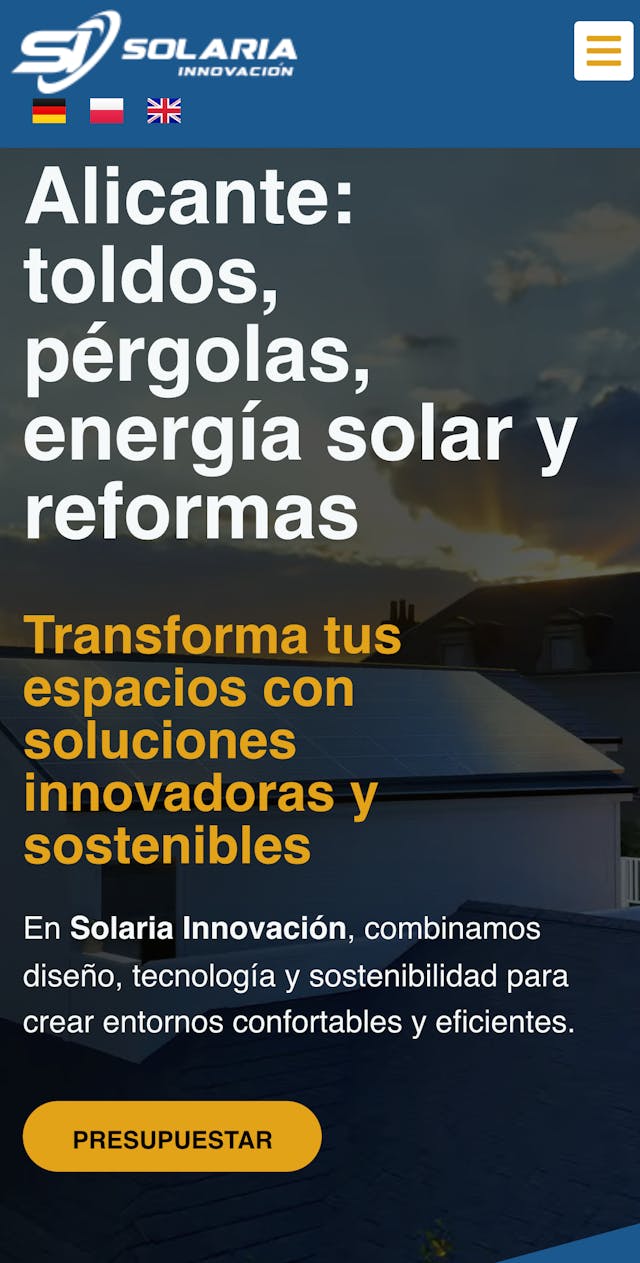 Solaria Innovacion Website Desktop Screenshot