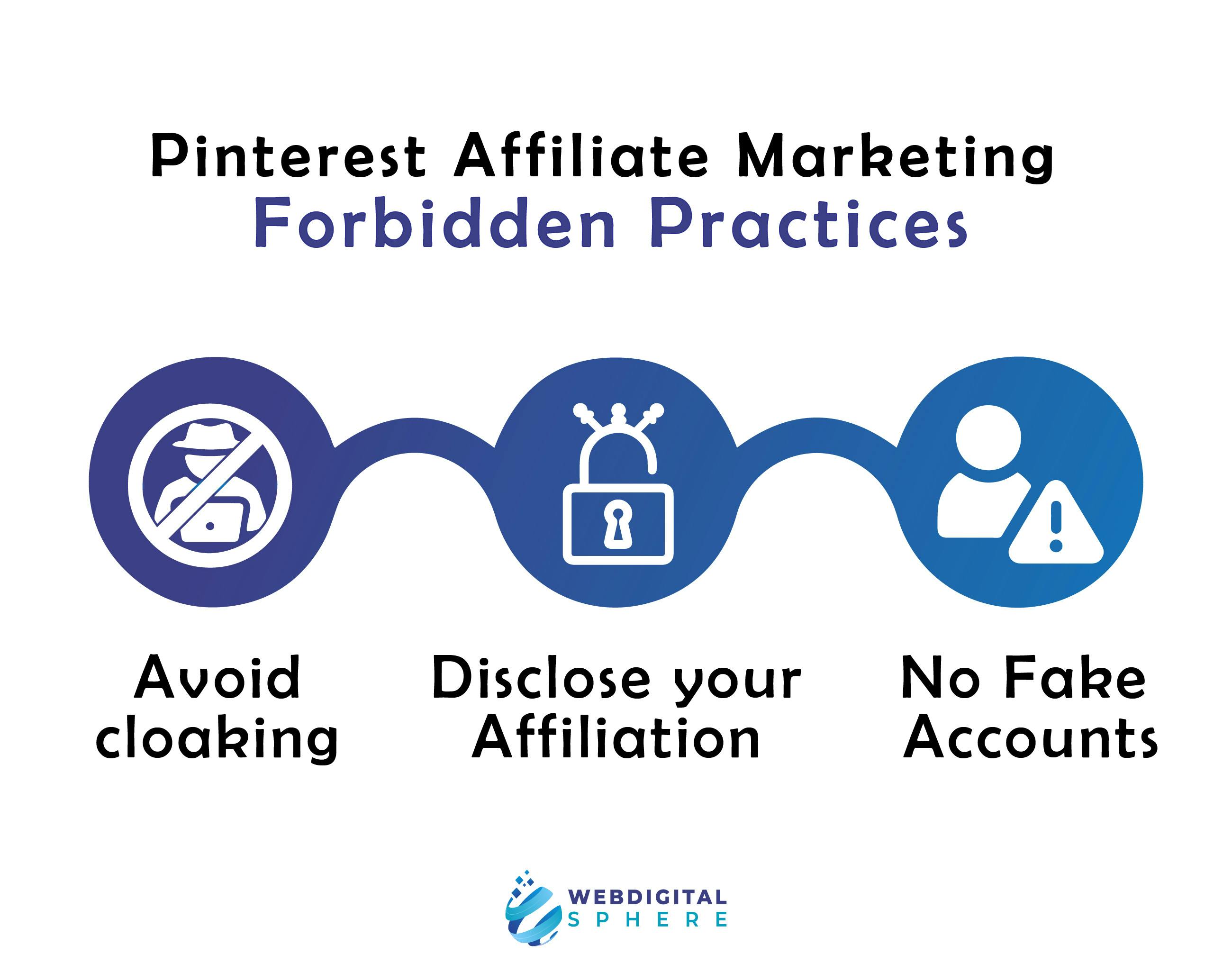 Play by the Rules with Pinterest affiliate marketing rules on Pinterest affiliate program including Avoid cloaking, Disclose your Affiliation and No Fake Accounts: