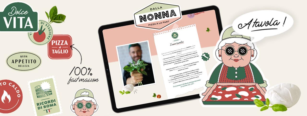 Le site internet Dalla Nonna vue depuis une tablette