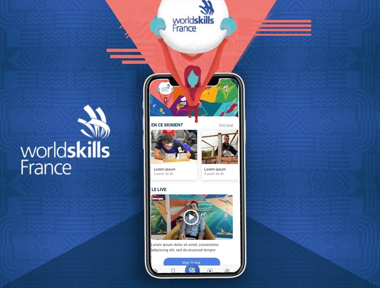 L'application mobile de Worlskills France vue depuis un smartphone