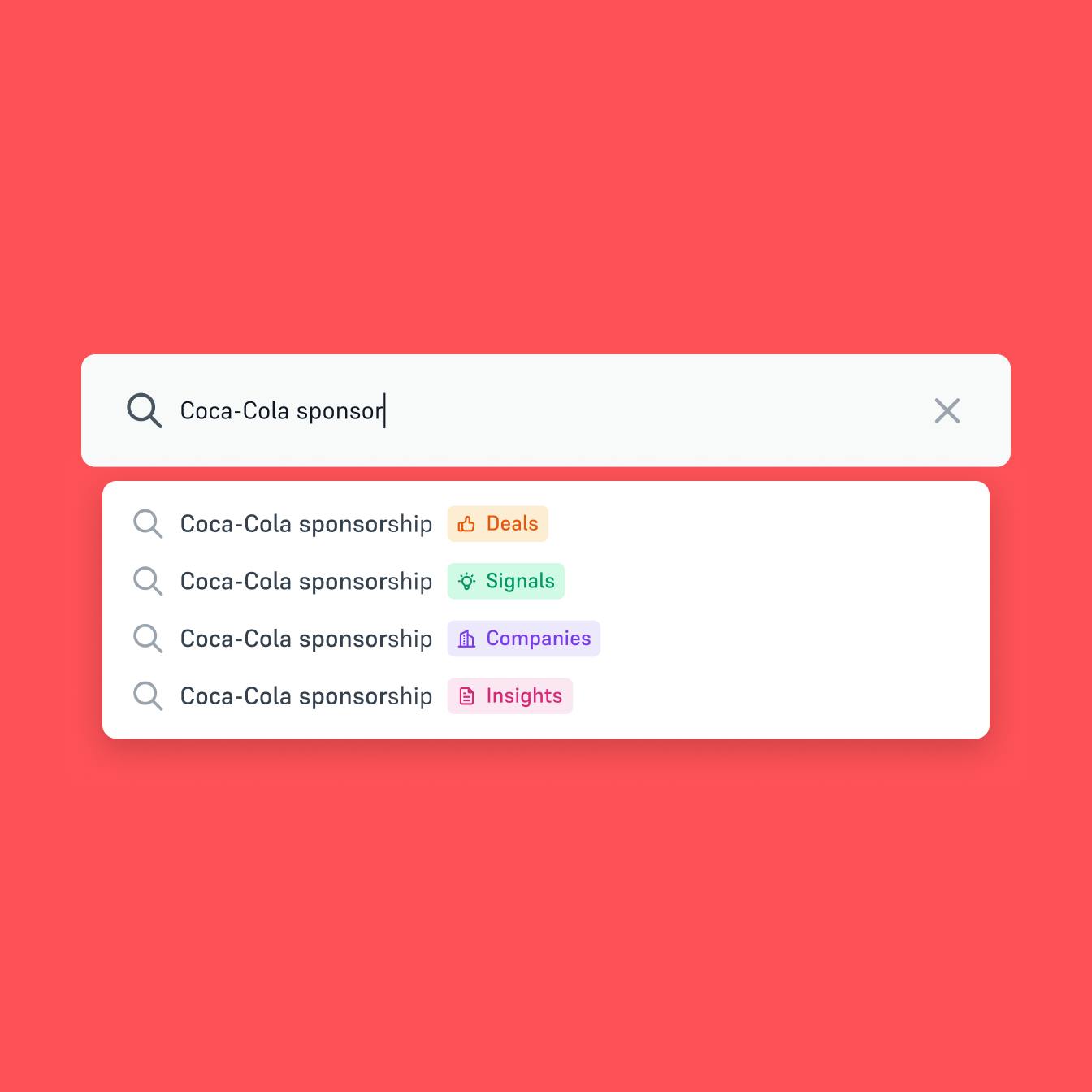 mockup of search