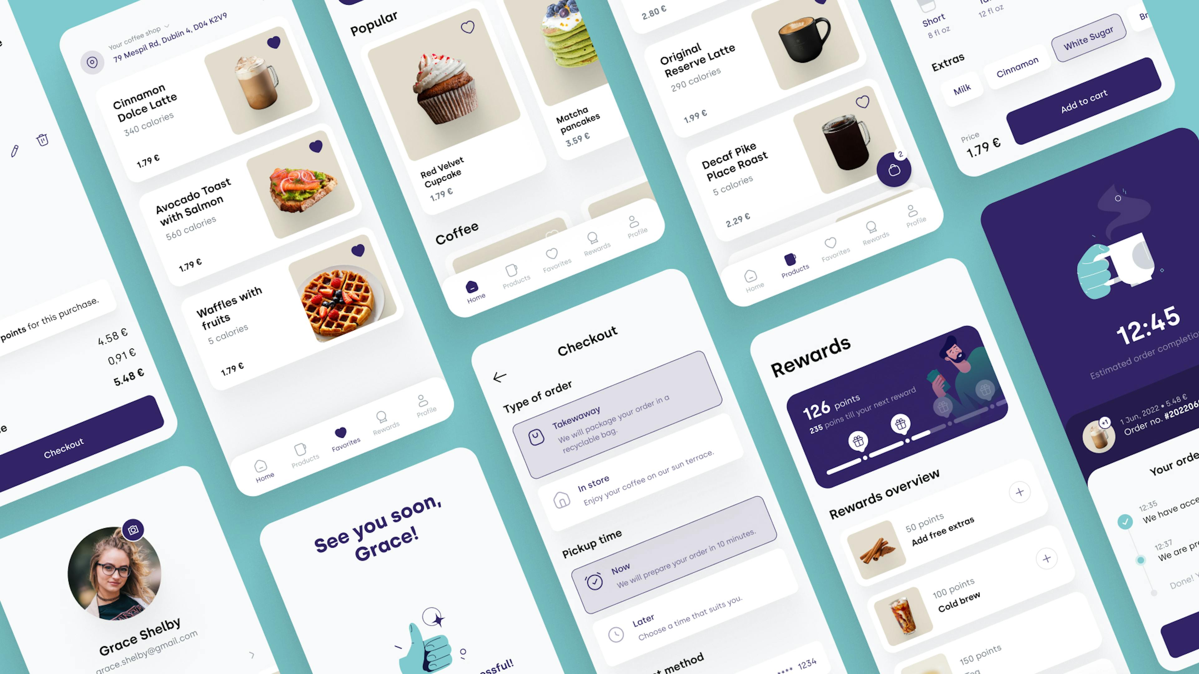 Preview of several mobile app views