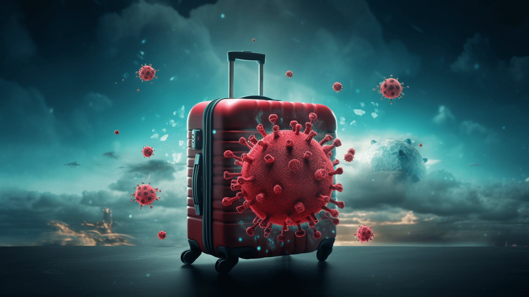 suitcase and virus