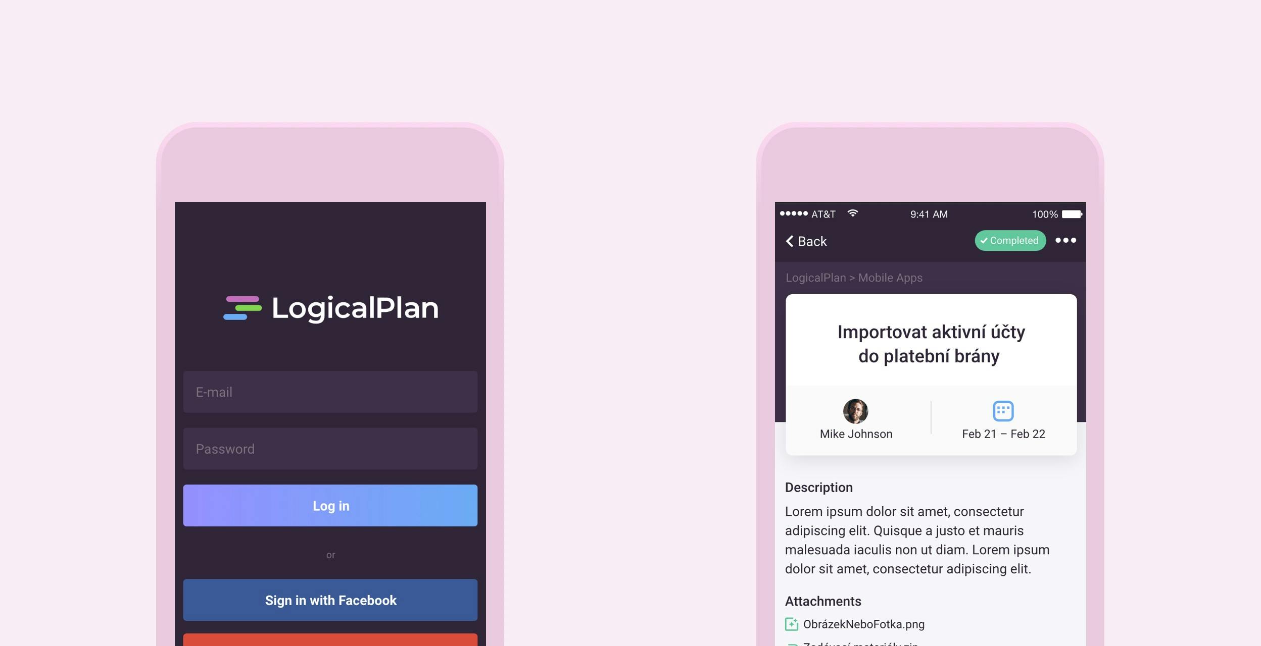 LogicalPlan mobile app screens