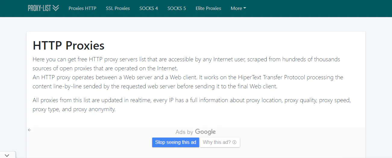 Proxy-list.download page screenshot titled 